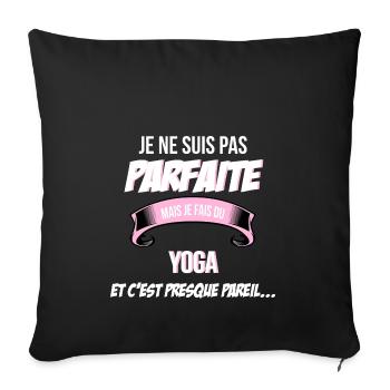 Yoga cadeau humour - Housse de coussin décorative 45 x 45 cm - noir - Devant