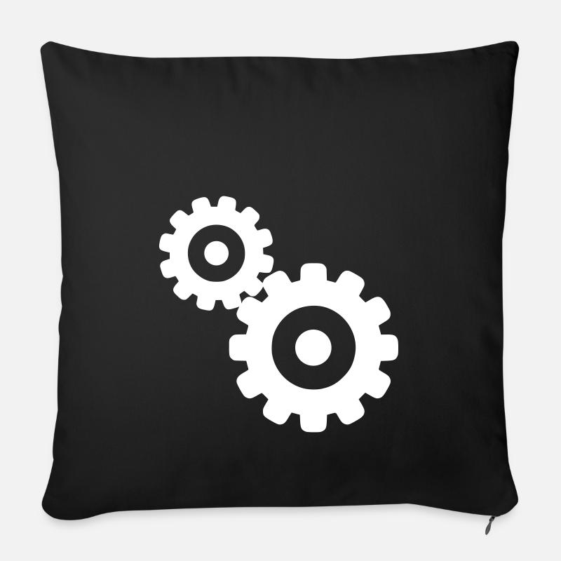 engrenage - Housse de coussin décorative 45 x 45 cm - noir