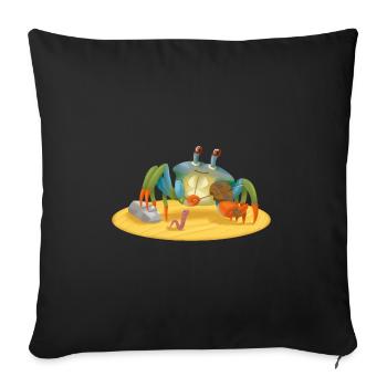Crab musician with violin on the beach - Sofa pillowcase 17,3'' x 17,3'' (45 x 45 cm) - black - Front