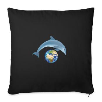 Let's protect the environment, dolphins and animals - Sofa pillowcase 17,3'' x 17,3'' (45 x 45 cm) - black - Front