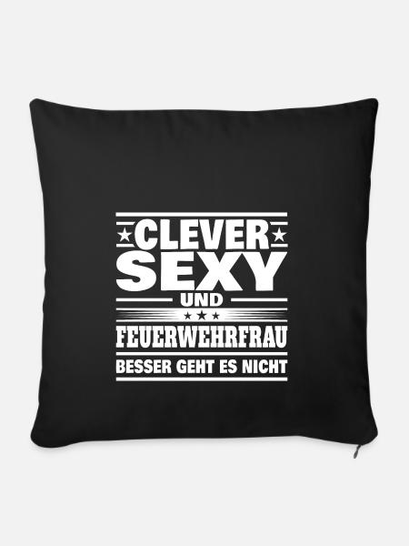 Clever Feuerwehrfrau - Sofakissenbezug 45 x 45 cm - Schwarz