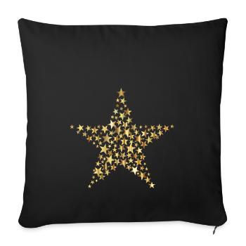 golden star filled with small stars - Sofa pillowcase 17,3'' x 17,3'' (45 x 45 cm) - black - Front