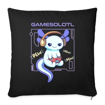 Gamesolotl Word Pun Design for Axolotl Lovers - Sofa pillowcase 17,3'' x 17,3'' (45 x 45 cm) - black - Front