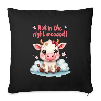 Cute sad Cow is not in the right mood - Sofa pillowcase 17,3'' x 17,3'' (45 x 45 cm) - black - Front