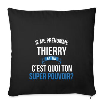 Thierry super pouvoir homme - Housse de coussin décorative 45 x 45 cm - noir - Devant