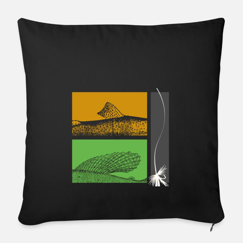 Model 26 - Trout and grayling - Sofa pillowcase 17,3'' x 17,3'' (45 x 45 cm) - black