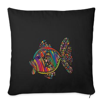 Fisch abstrakt - Sofakissenbezug 45 x 45 cm - Schwarz - Vorne