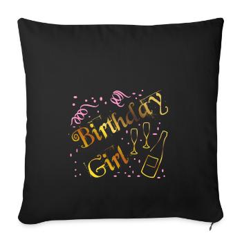 Mädchen Geburtstag feiern mit tollen Shirt - Sofakissenbezug 45 x 45 cm - Schwarz - Vorne