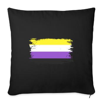 Drapeau de la fierté non binaire - Housse de coussin décorative 45 x 45 cm - noir - Devant