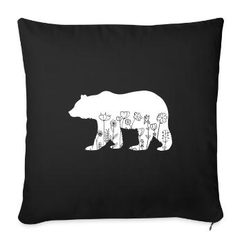 Cute Bear Lover Animal Flowers Floral - Sofa pillowcase 17,3'' x 17,3'' (45 x 45 cm) - black - Front