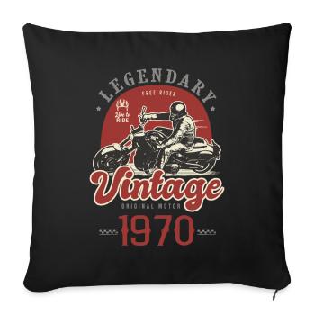 1970 anniversary motorcycle biker vintage years - Sofa pillowcase 17,3'' x 17,3'' (45 x 45 cm) - black - Front