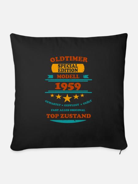 Oldtimer Retro 1959 - Sofakissenbezug 45 x 45 cm - Schwarz