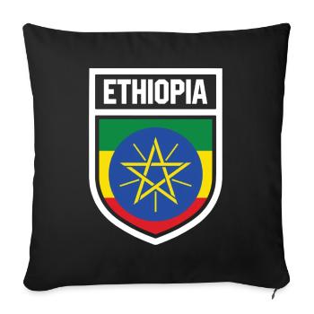 Ethiopia - National Flag in Coat of Arms, Ethiopia - Sofa pillowcase 17,3'' x 17,3'' (45 x 45 cm) - black - Front