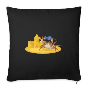 Cool crab with sandcastle and glasses - Sofa pillowcase 17,3'' x 17,3'' (45 x 45 cm) - black - Front