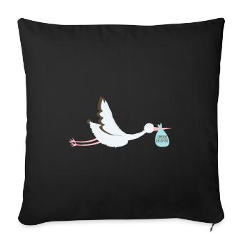 Livraison spéciale bébé cigogne - Housse de coussin décorative 45 x 45 cm - noir - Devant