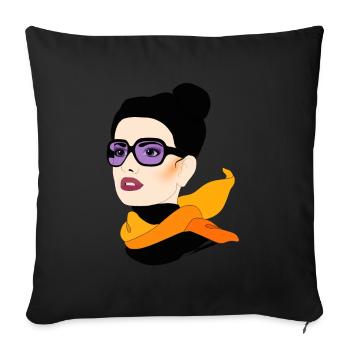 Enchanting beauty with a waving scarf - Sofa pillowcase 17,3'' x 17,3'' (45 x 45 cm) - black - Front