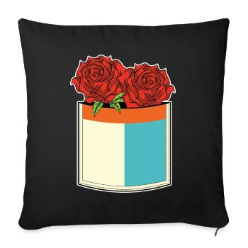 Botany Nature Floral Gift Chest Pocket Roses - Sofa pillowcase 17,3'' x 17,3'' (45 x 45 cm) - black - Front