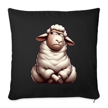 Skeptical Sheep Cartoon Comic Bull - Sofa pillowcase 17,3'' x 17,3'' (45 x 45 cm) - black - Front