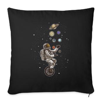 Astronaut Juggles Planets On A Unicycle | Spaceman - Sofa pillowcase 17,3'' x 17,3'' (45 x 45 cm) - black - Front
