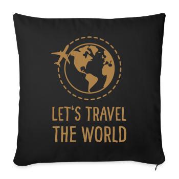 Let's travel the world - Sofa pillowcase 17,3'' x 17,3'' (45 x 45 cm) - black - Front