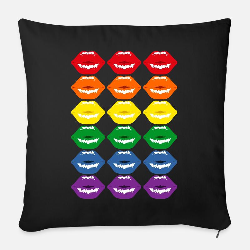 Drapeau arc-en-ciel Drapeau arc-en-ciel LBGT Pride LGBTQ - Housse de coussin décorative 45 x 45 cm - noir