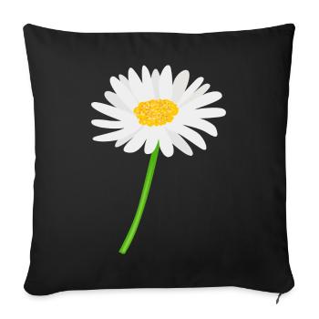 Marguerite fleur avec tige - Housse de coussin décorative 45 x 45 cm - noir - Devant