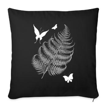 Farn Schmetterlinge Design - Sofakissenbezug 45 x 45 cm - Schwarz - Vorne