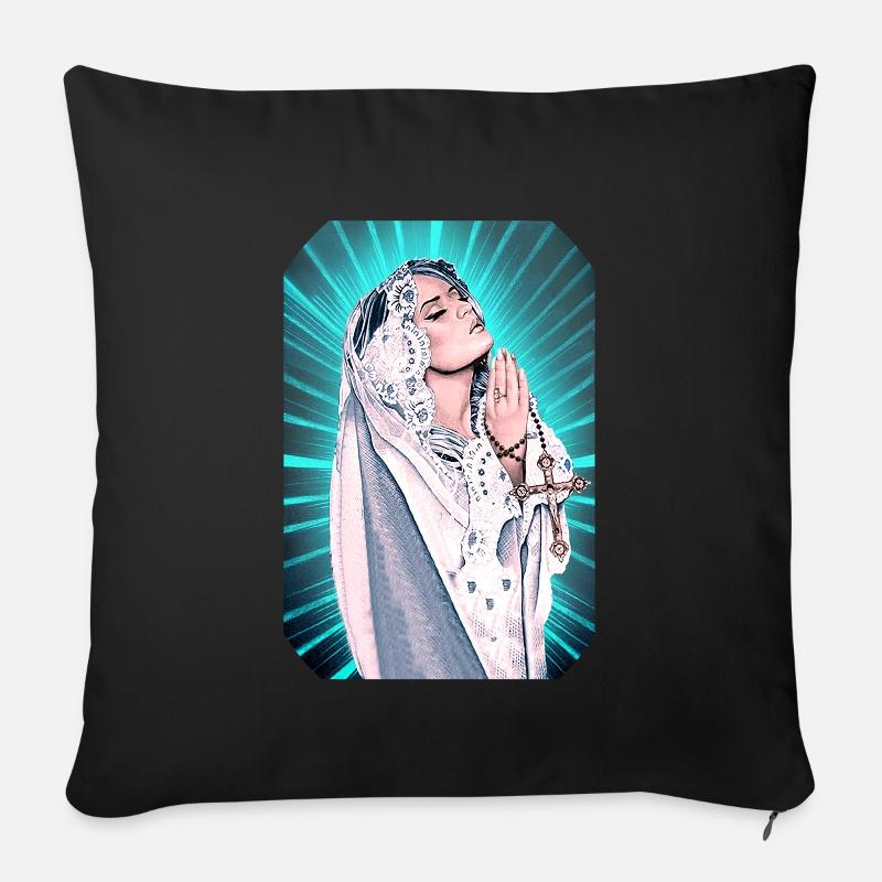 t-shirt Sainte Vierge Marie Madonna - Housse de coussin décorative 45 x 45 cm - noir