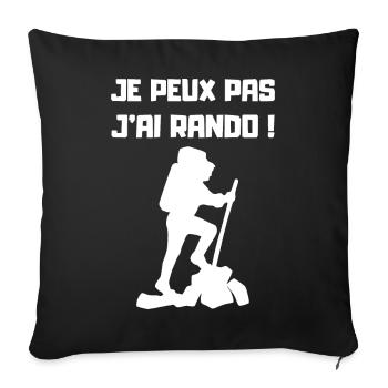 Je peux pas j'ai Rando (blanc) - Housse de coussin décorative 45 x 45 cm - noir - Devant