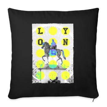 Lyon Frankreich Stadt Skyline Heimat Liebe - Sofakissenbezug 45 x 45 cm - Schwarz - Vorne