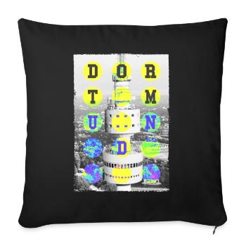 Dortmund Allemagne Ville Skyline Accueil Amour - Housse de coussin décorative 45 x 45 cm - noir - Devant