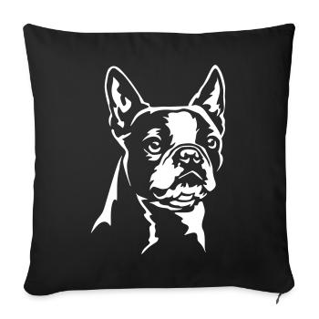 Boston Terrier Head "Black Edition" - Sofa pillowcase 17,3'' x 17,3'' (45 x 45 cm) - black - Front