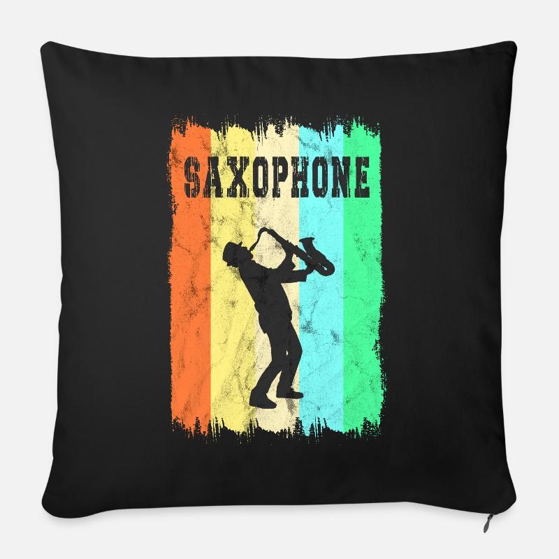 Saxophone Design - Sofakissenbezug 45 x 45 cm - Schwarz