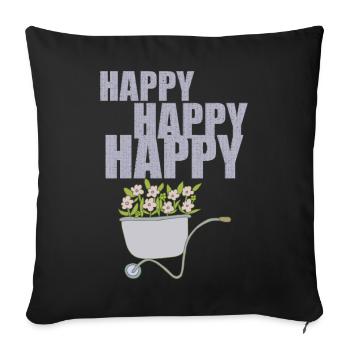 WHEELBARROWS HAPPY - Sofa pillowcase 17,3'' x 17,3'' (45 x 45 cm) - black - Front