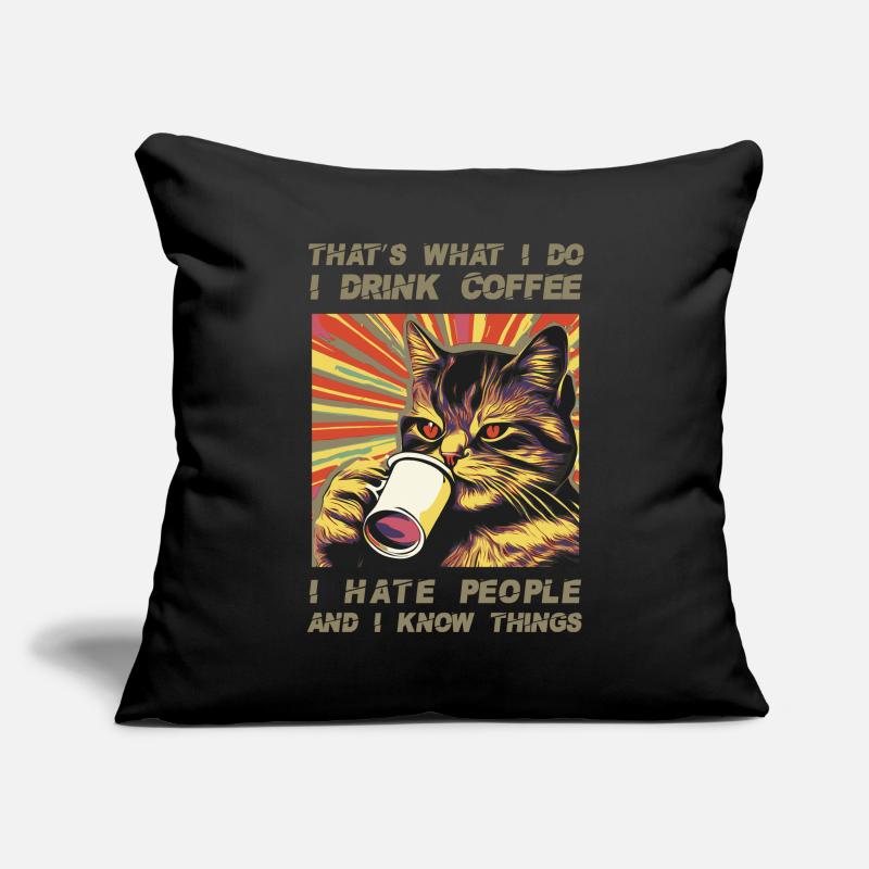 Coffee-drinking, sarcastic cat lover Sofa pillowcase 17,3'' x 17,3'' (45 x 45 cm)