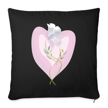 Sanfte weiße Tulpe Herz Illustration - Sofakissenbezug 45 x 45 cm - Schwarz - Vorne
