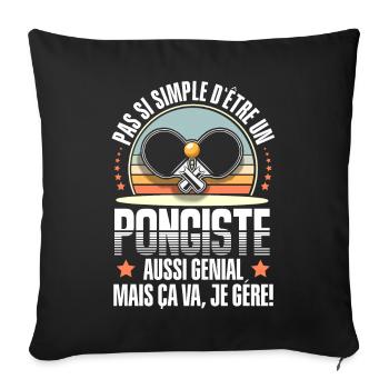 Ping-pong - Housse de coussin décorative 45 x 45 cm - noir - Devant
