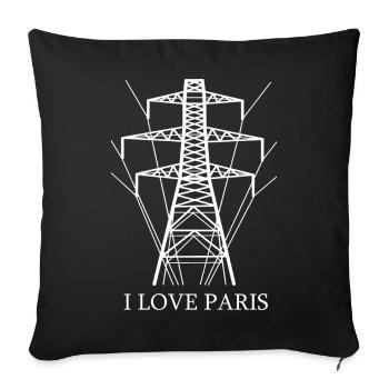 Ironisch Ich liebe Paris Eiffelturm als Strommast - Sofakissenbezug 45 x 45 cm - Schwarz - Vorne
