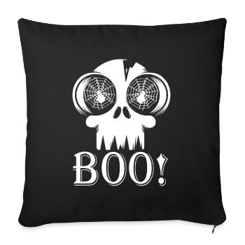HALLOWEEN CREEPY SKULL BOO! - Sofa pillowcase 17,3'' x 17,3'' (45 x 45 cm) - black - Front
