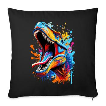 T-Rex Colorful - Tyrannosaurus Rex Dinosaur - Sofa pillowcase 17,3'' x 17,3'' (45 x 45 cm) - black - Front