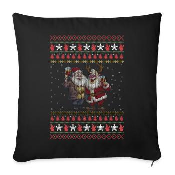 Santa and Reindeer Ugly Chrismas - Sofa pillowcase 17,3'' x 17,3'' (45 x 45 cm) - black - Front