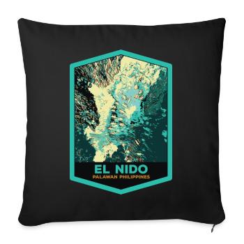 Luftaufnahme von El Nido und Fischerbooten, Palawan - Sofakissenbezug 45 x 45 cm - Schwarz - Vorne