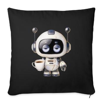 Robot Coffee - Sofa pillowcase 17,3'' x 17,3'' (45 x 45 cm) - black - Front