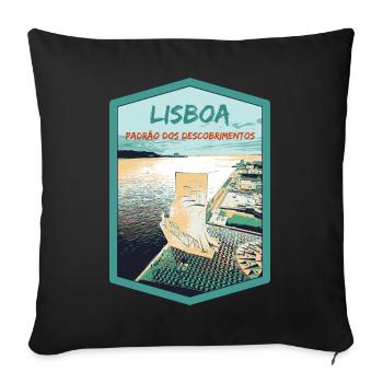 Monument to the Discoveries, Belém, Lisbon - Sofa pillowcase 17,3'' x 17,3'' (45 x 45 cm) - black - Front