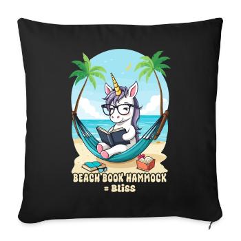 Unicorn with book - Sofa pillowcase 17,3'' x 17,3'' (45 x 45 cm) - black - Front