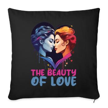 THE BEAUTY OF LOVE, TWO LESBIAN WOMEN KISSING - Sofa pillowcase 17,3'' x 17,3'' (45 x 45 cm) - black - Front