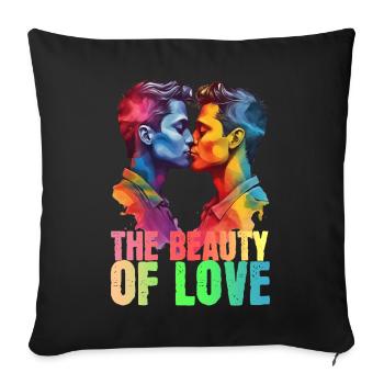 DIE SCHÖNHEIT DER LIEBE, ZWEI SCHWULE MÄNNER KÜSSEN, LGBTQ+ - Sofakissenbezug 45 x 45 cm - Schwarz - Vorne