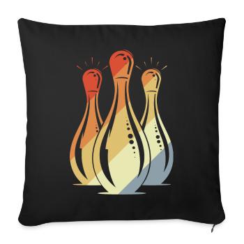 Bowling Graphic Retro Look - Sofa pillowcase 17,3'' x 17,3'' (45 x 45 cm) - black - Front