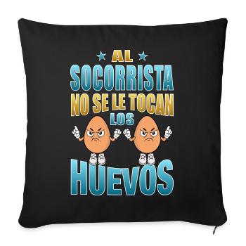 Le maître-nageur ne touche pas à ses œufs - Housse de coussin décorative 45 x 45 cm - noir - Devant