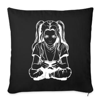 Gamer Girl Drawing - Sofa pillowcase 17,3'' x 17,3'' (45 x 45 cm) - black - Front